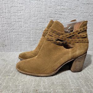 Frye Naomi Pickstitch Womens Size 9B Brown Suede Strappy Ankle Bootie New